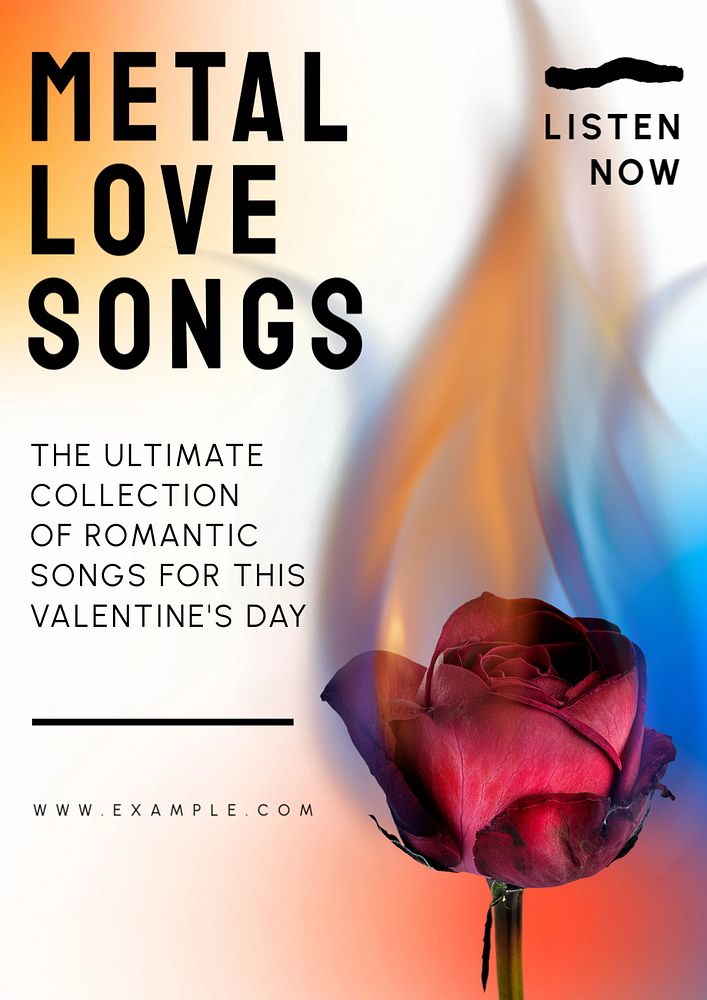 Metal love song  poster template, editable text and design