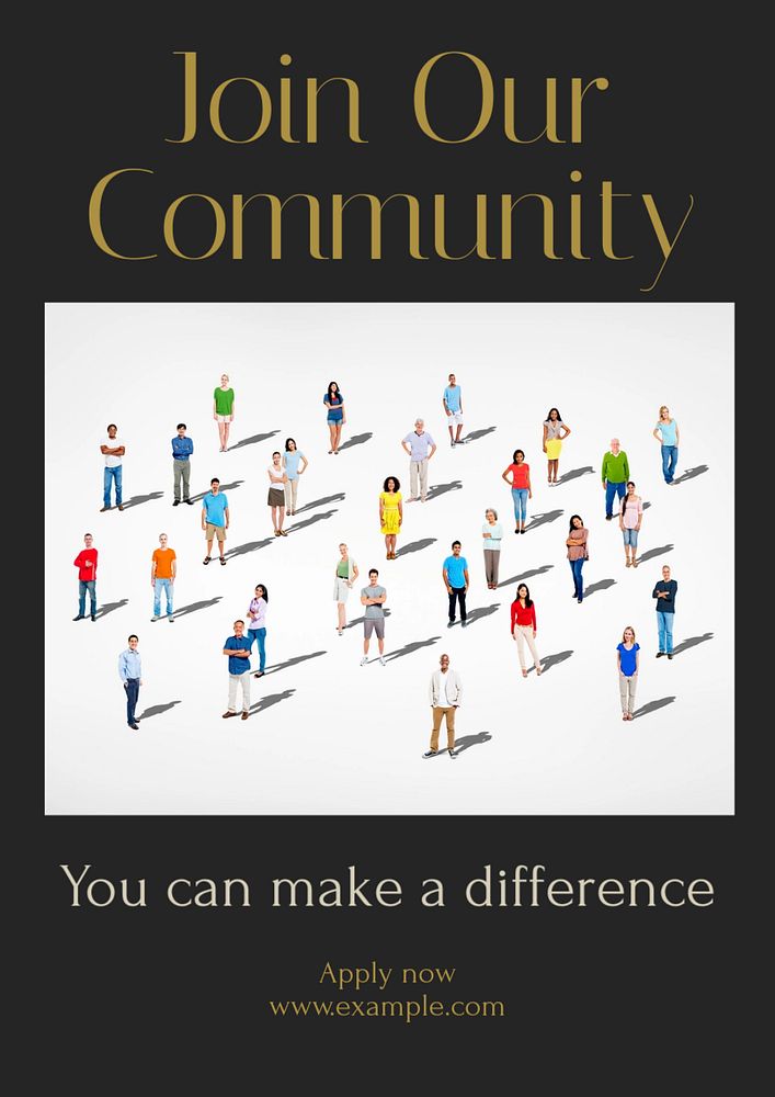 Join our community poster template, editable text & design