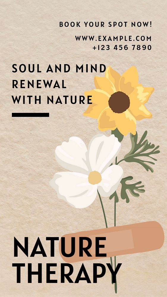 Nature therapy Instagram story template, editable text