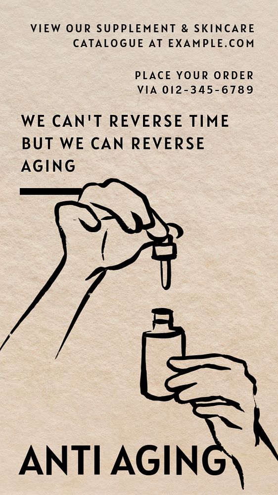 Anti aging Instagram story template, editable text