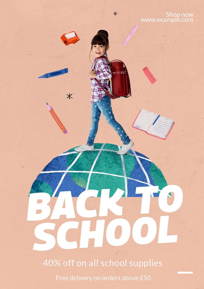 Back to school sale poster template, editable text & design