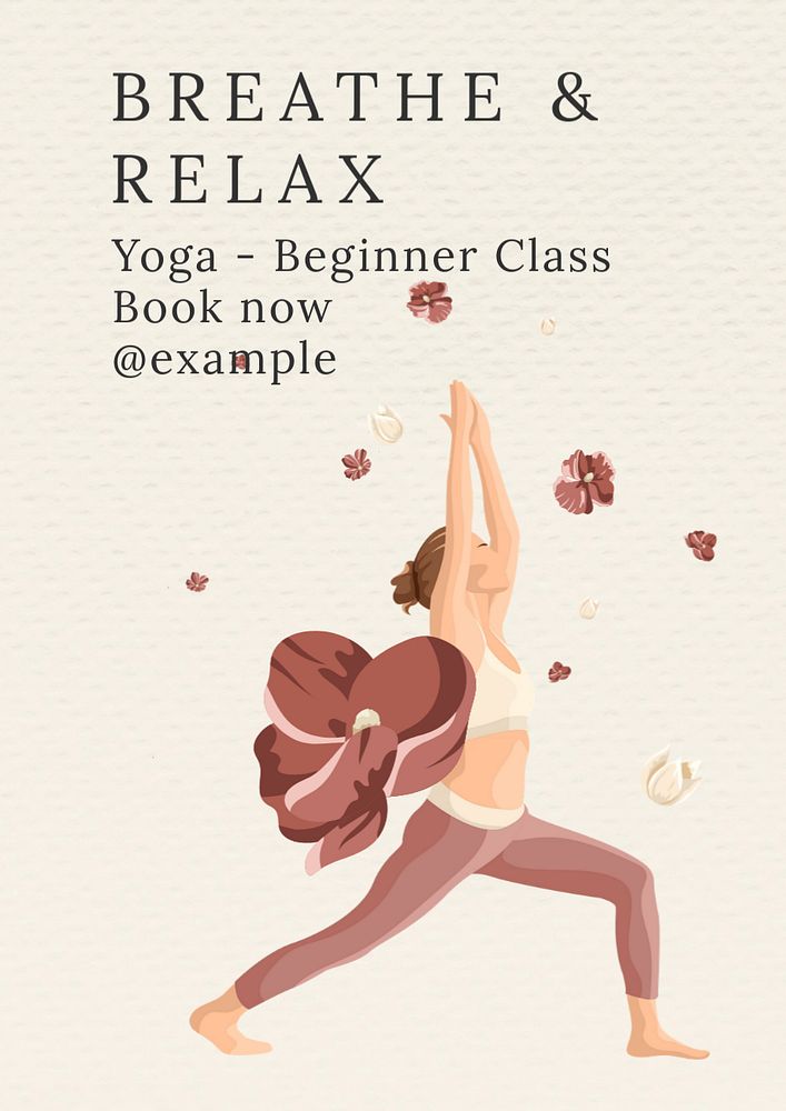 Breathe & relax, yoga poster template, editable text & design