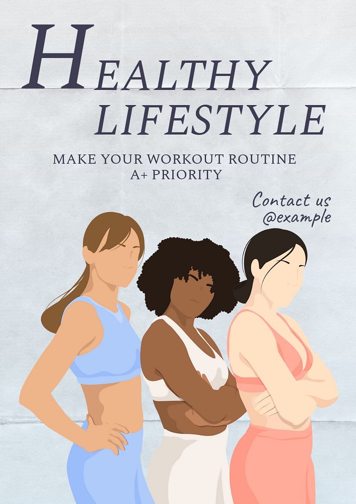 Healthy lifestyle poster template, editable text & design