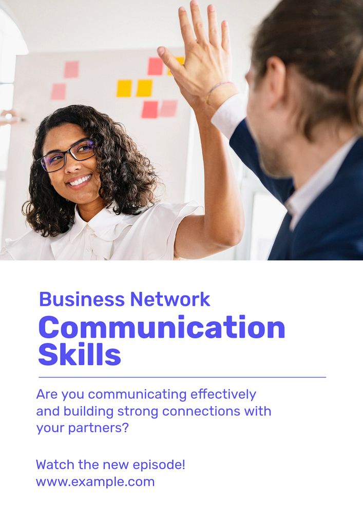 Communication skills poster template, editable text & design