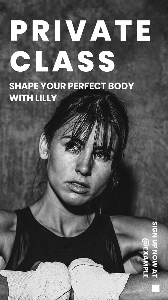 Private class, fitness Instagram story template, editable text