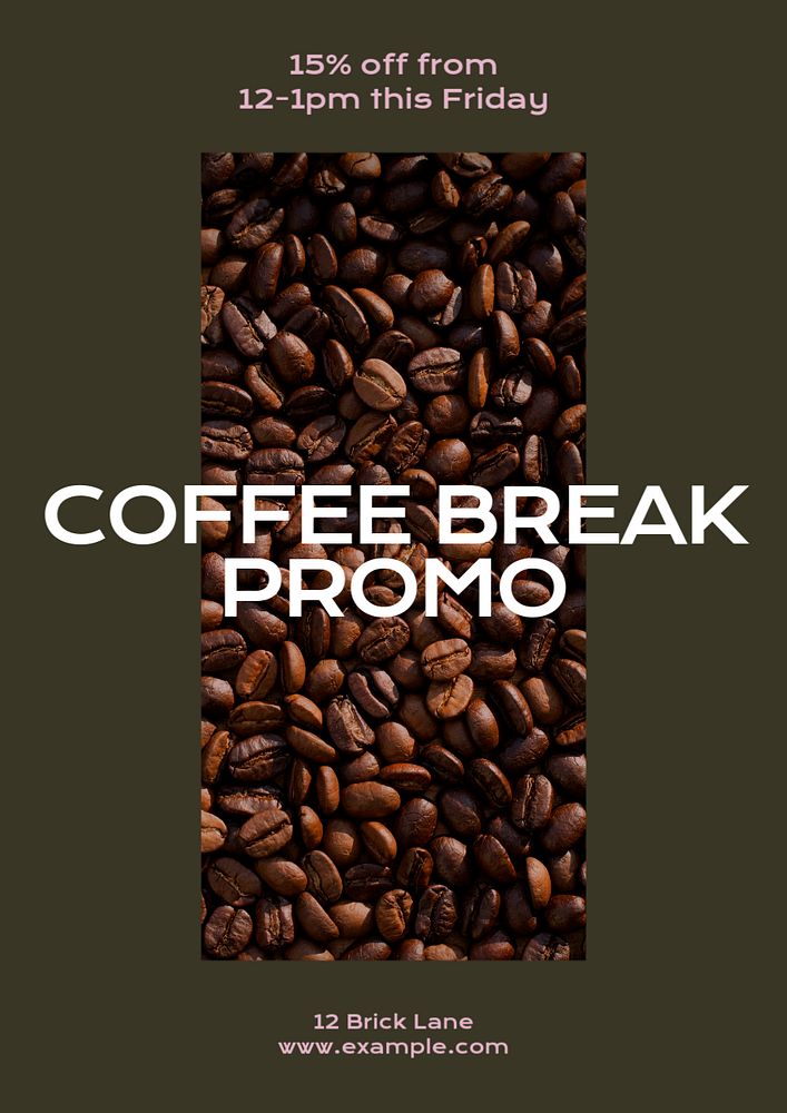 Coffee break promotion poster template, editable text & design