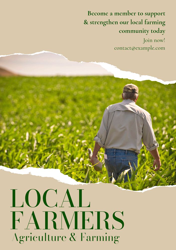 Local farmers community poster template, editable text & design