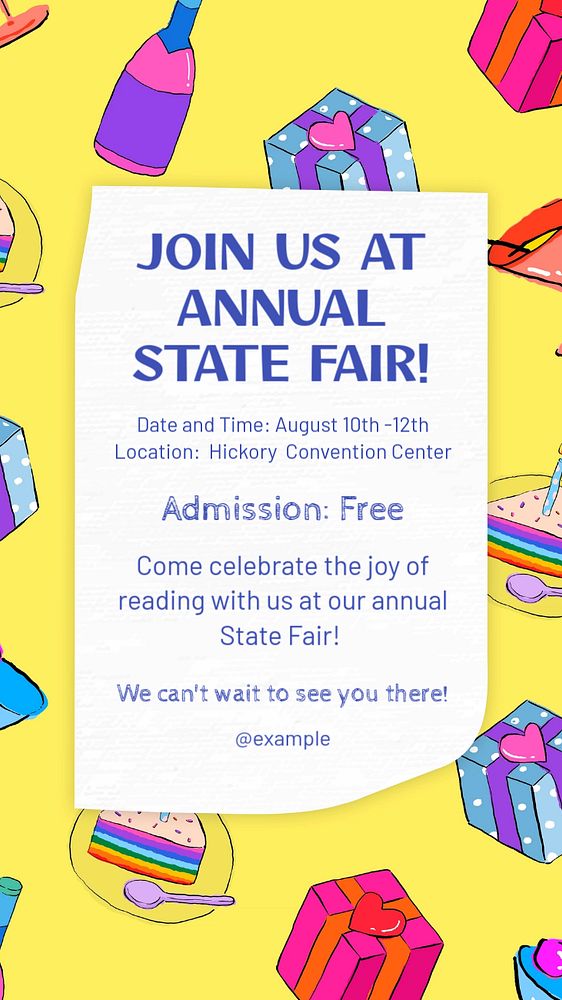 State fair Instagram story template, editable text