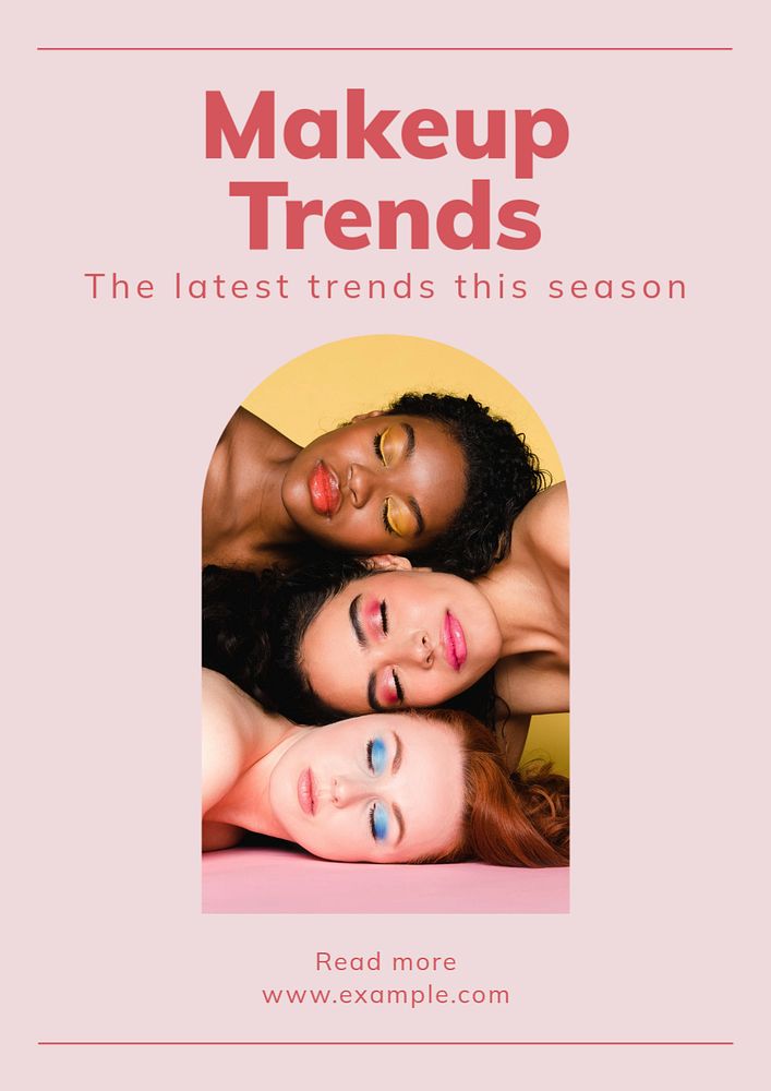 Makeup trends poster template, editable text & design