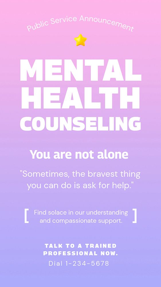 Mental health Instagram story template, editable text