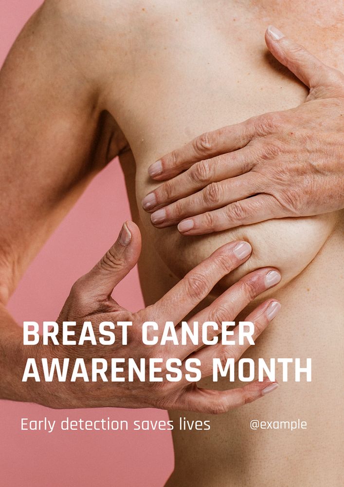 Breast cancer awareness poster template, editable text & design