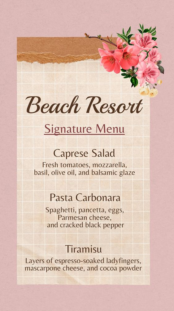 Signature menu story template, editable social media design