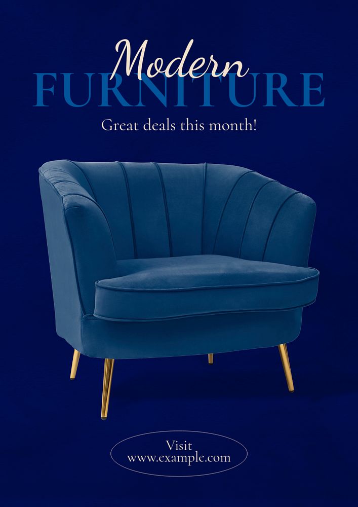 Modern furniture poster template, editable text & design