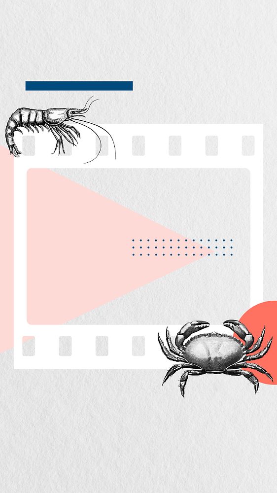 Abstract geometric iPhone wallpaper, editable  prawn and crab frame