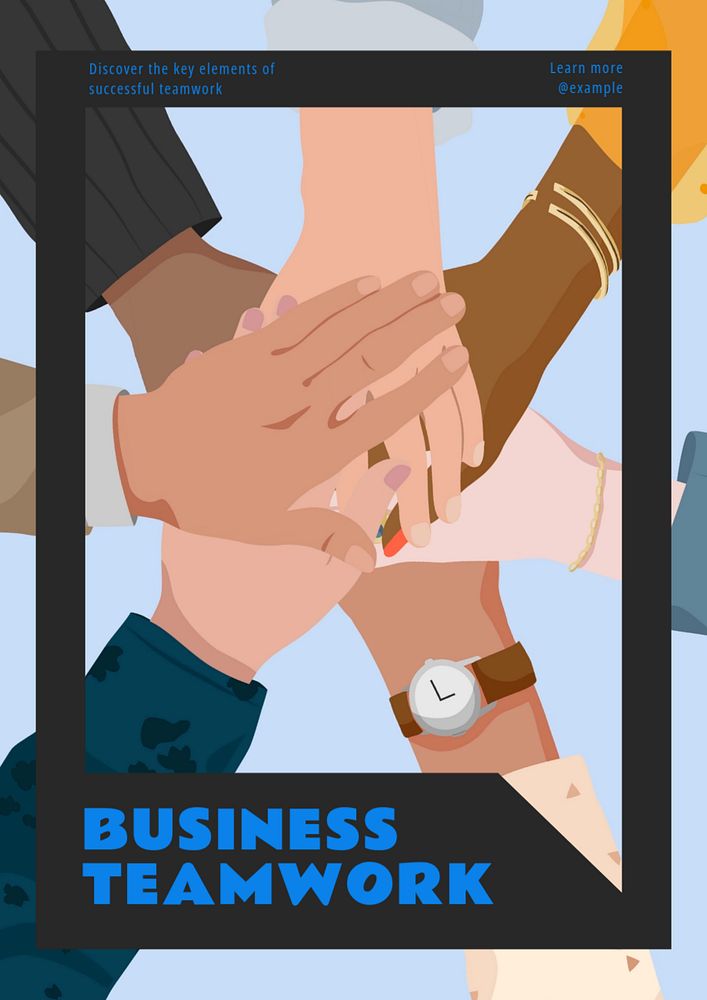 Business teamwork poster template, editable text & design