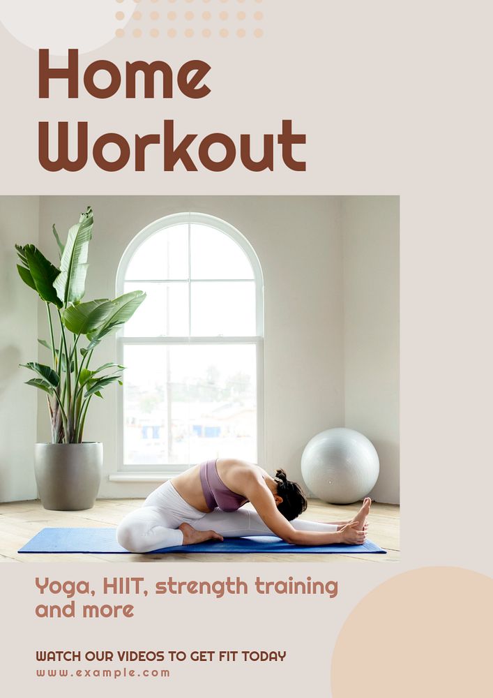 Home workout videos poster template, editable text & design