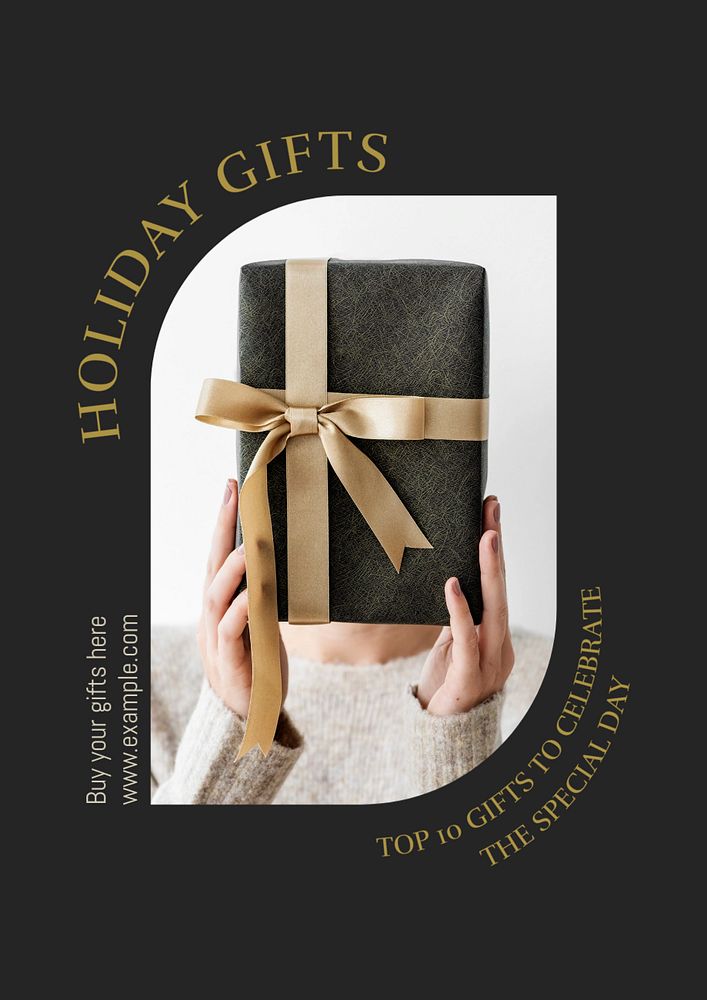 Holiday gifts poster template, editable text & design