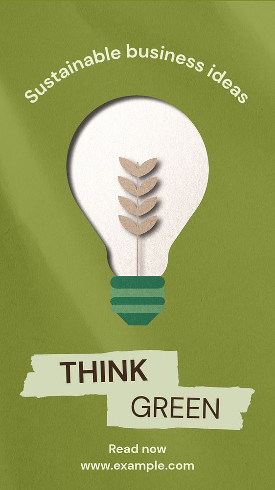 Think green Instagram story template, editable text