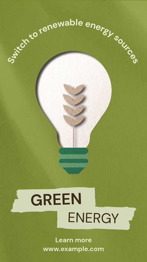 Green energy Instagram story template, editable text