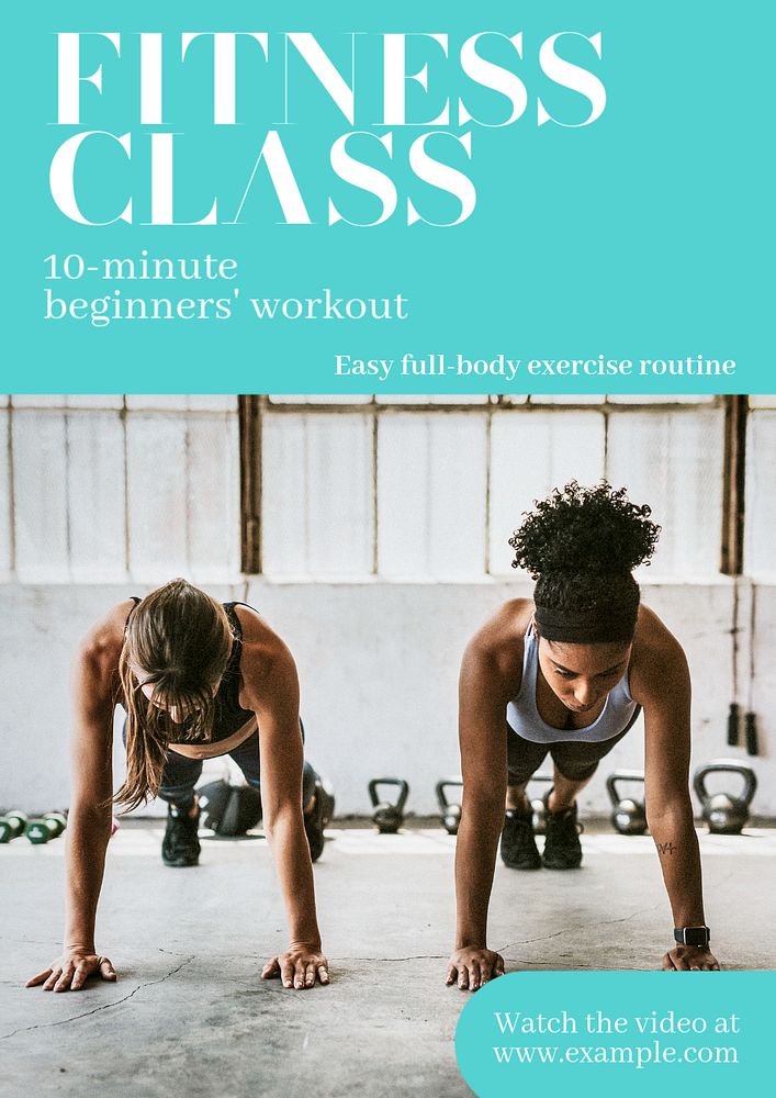 Fitness class poster template, editable text & design