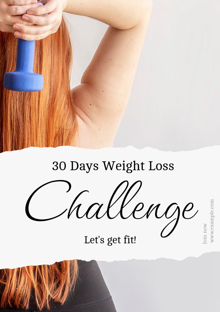 Weight loss challenge poster template, editable text & design