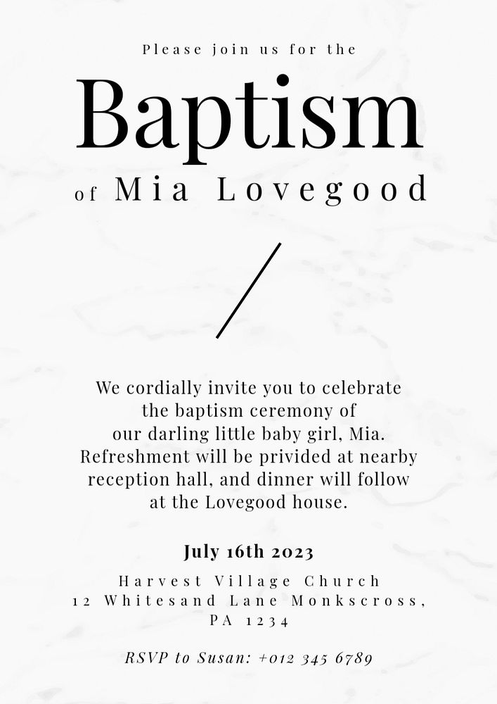 Baptism poster template, editable design