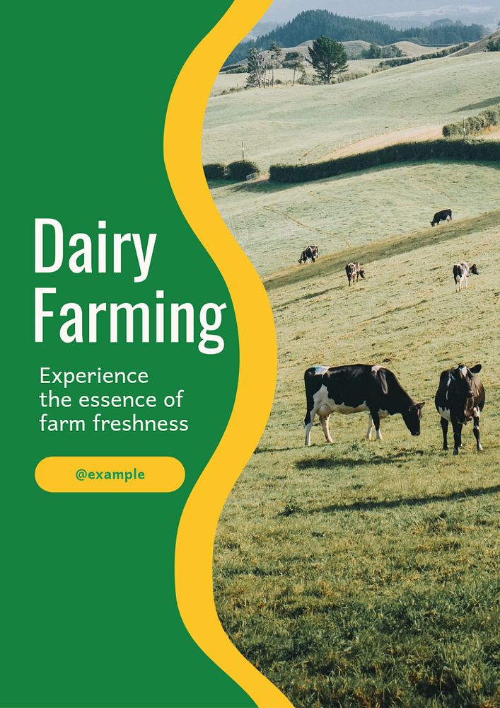 Dairy farming poster template, editable text & design