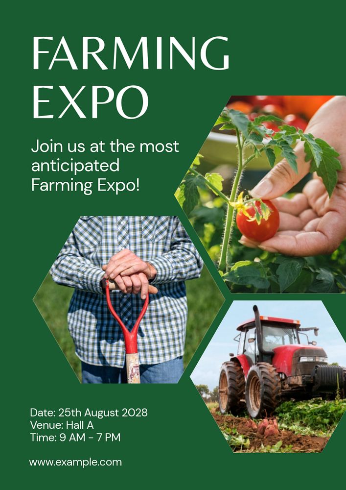 Farming expo poster template, editable text & design