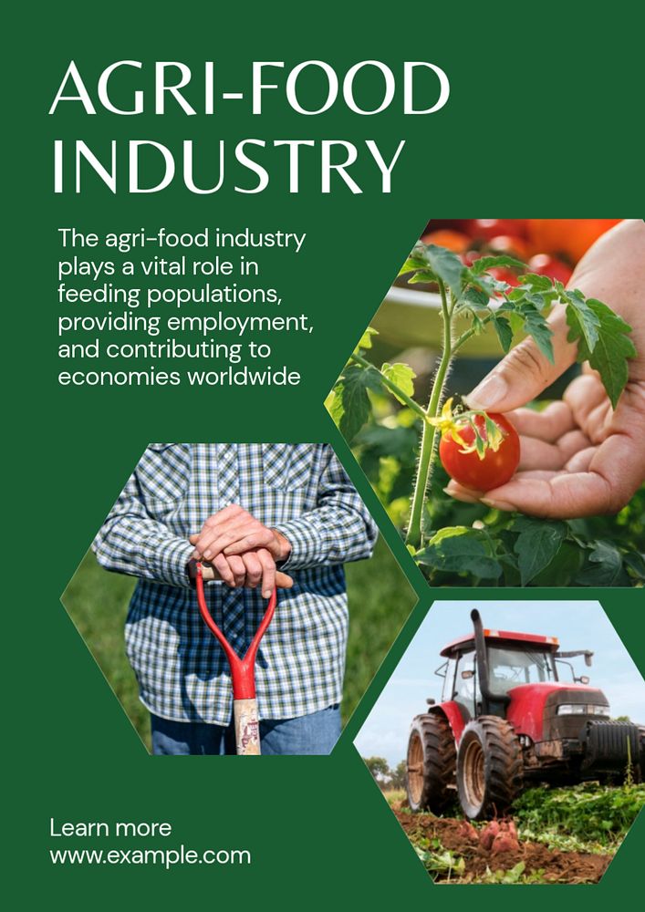 Agrifood industry poster template, editable text & design