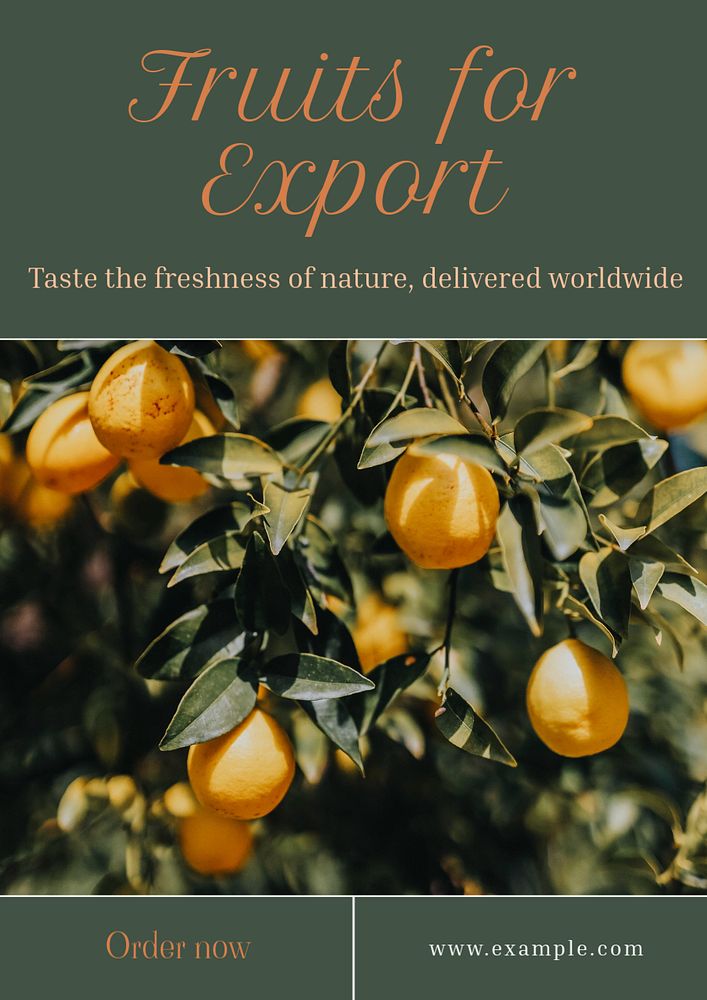 Fruit export poster template, editable text & design