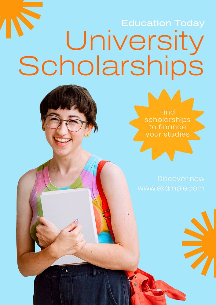 University scholarship poster template, editable text & design