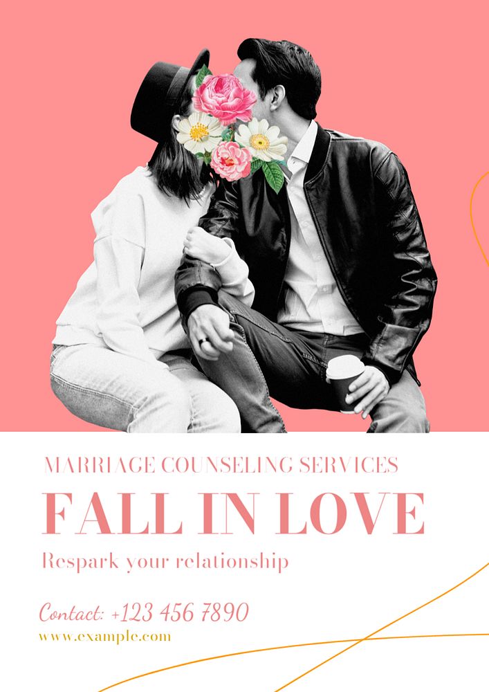 Fall in love poster template, editable text and design