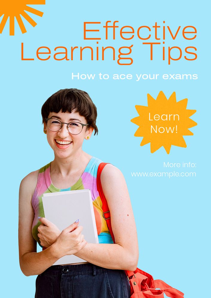 Learning tips poster template, editable text & design