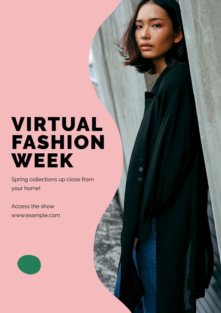 Virtual fashion week poster template, editable text & design