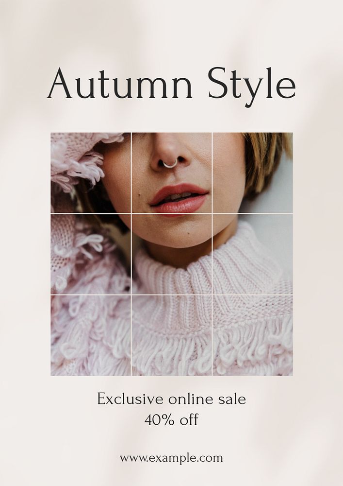 Autumn style poster template, editable text & design