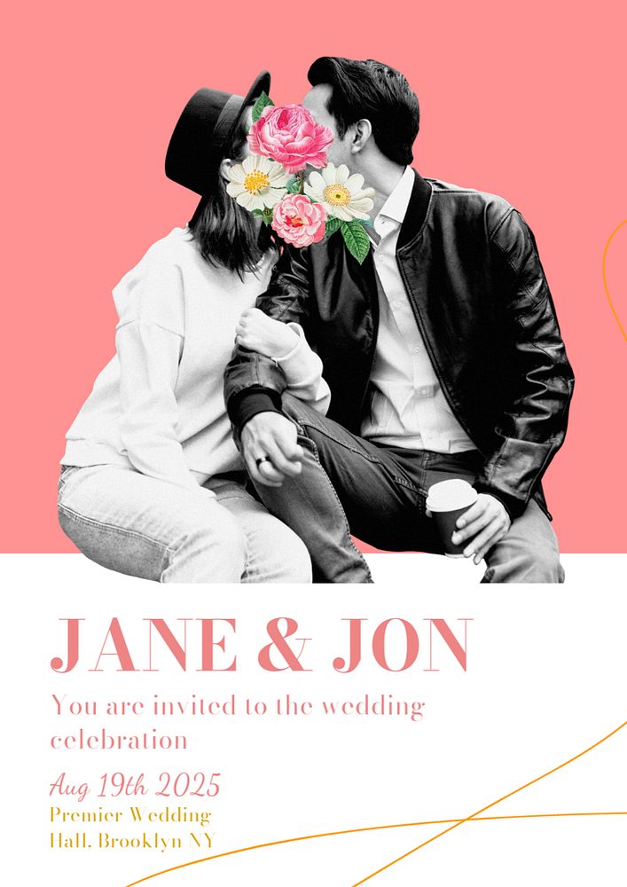 Wedding celebration poster template, editable text and design