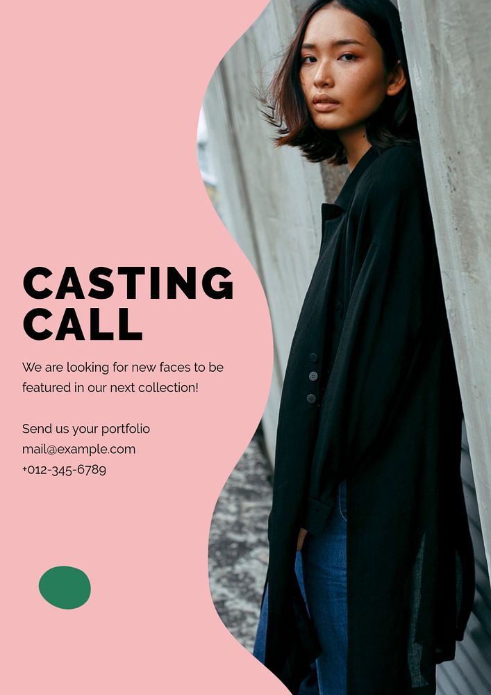 Casting call poster template, editable text & design 