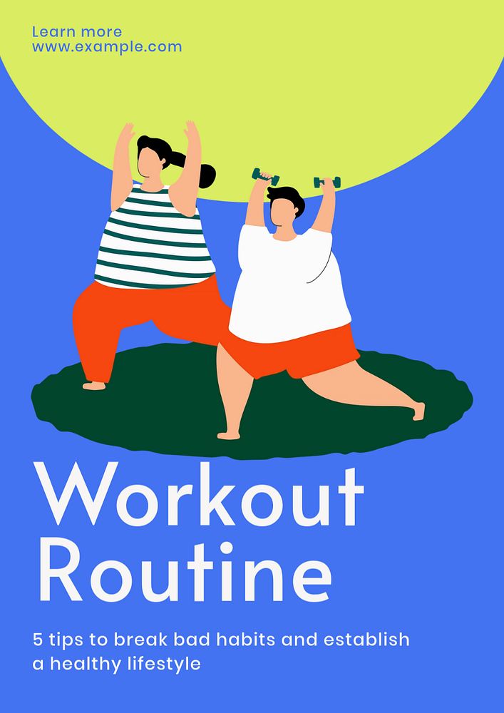 Workout routine poster template, editable | Premium Editable Template ...