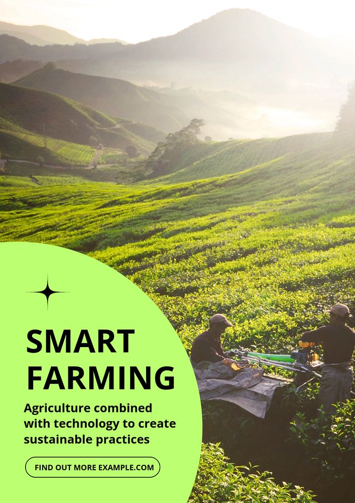 smart farming poster template, editable text & design