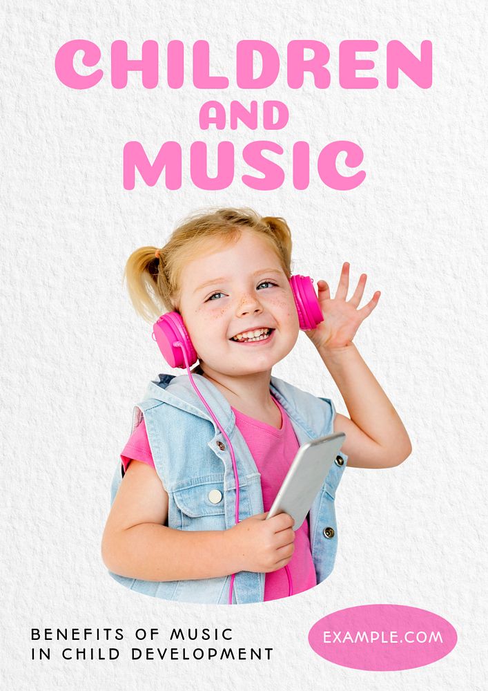 Children and music poster template, editable text & design