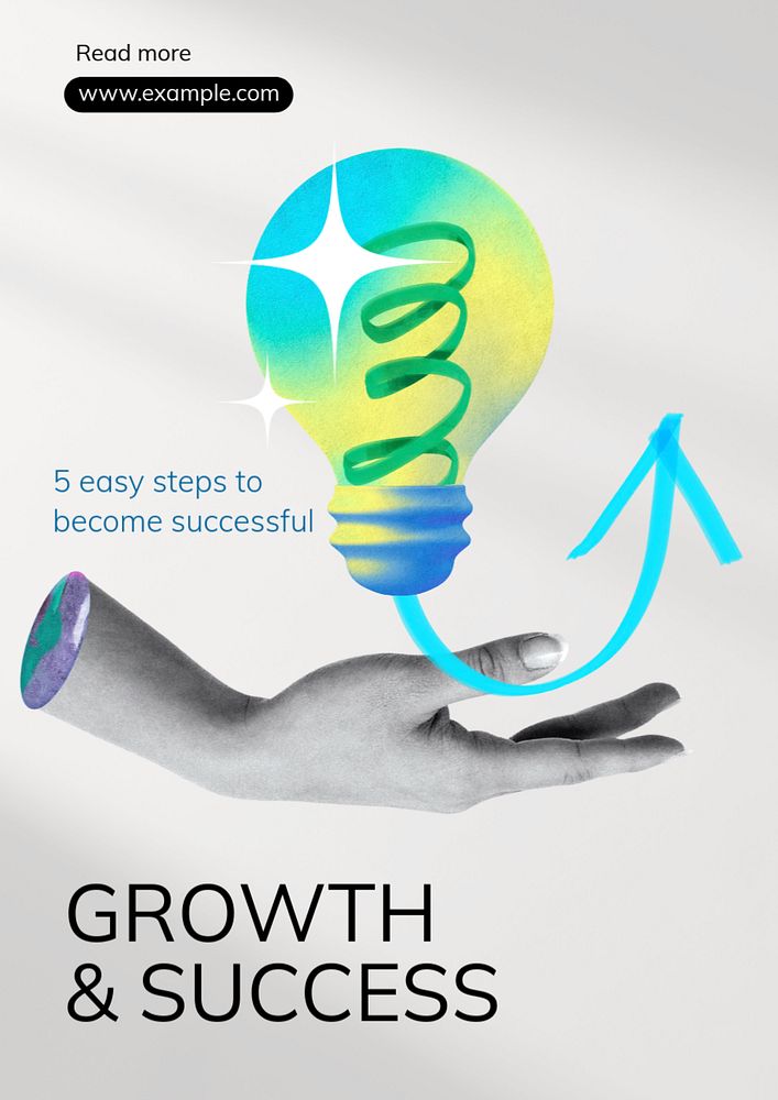 Growth and success  poster template, editable text and design