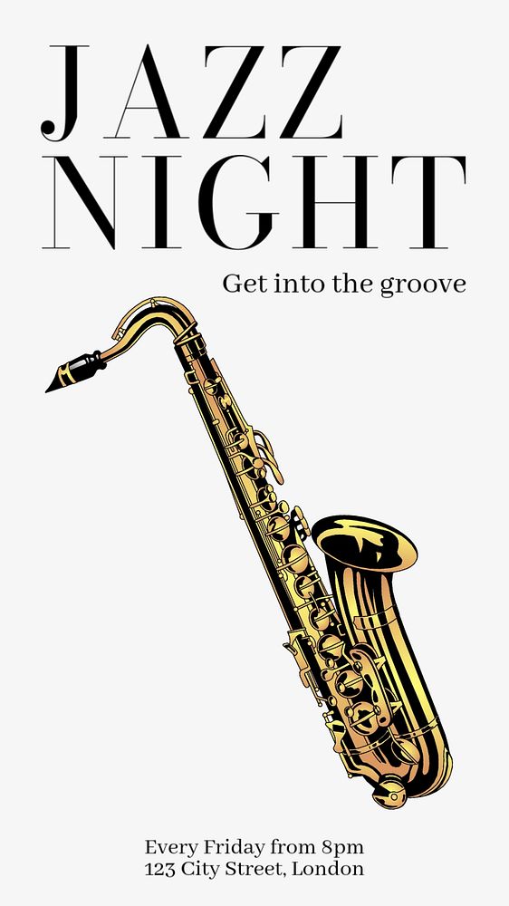 Jazz night Instagram story template, editable text