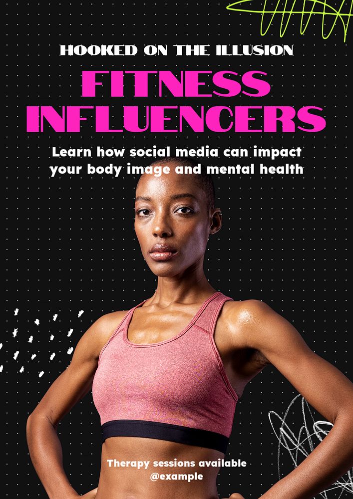 Fitness poster template, editable text & design