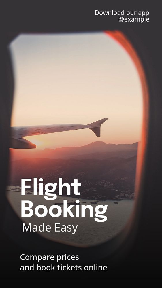 Flight booking Instagram story template, editable text