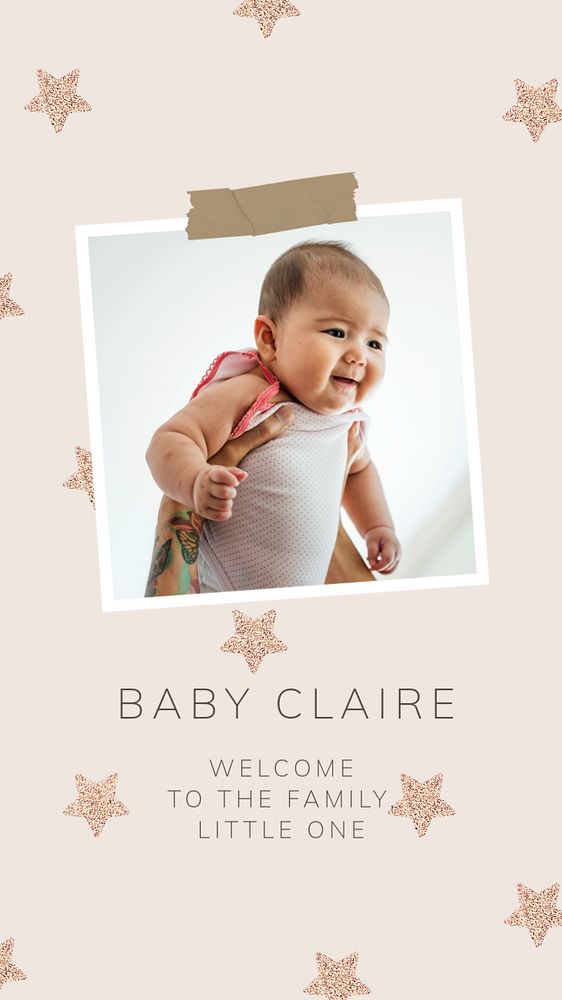 Baby Instagram story template, editable text