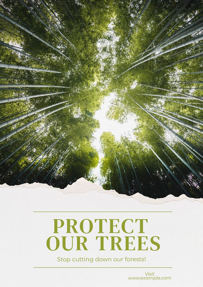 Protect our trees poster template, editable text & design