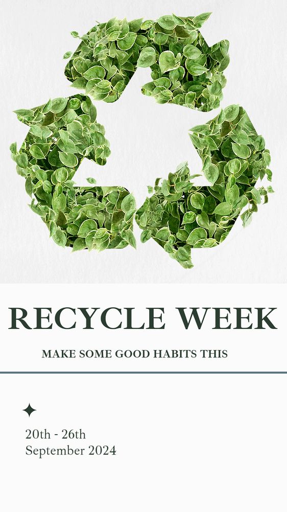 Recycle week Instagram story template, editable text