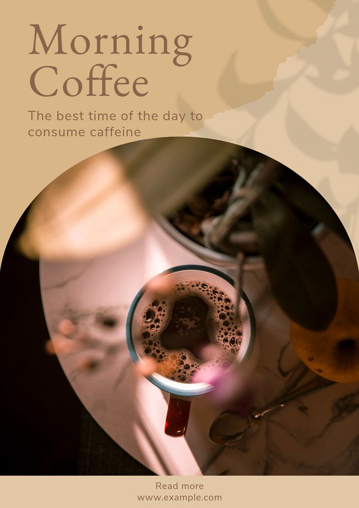 Morning coffee poster template, editable text & design