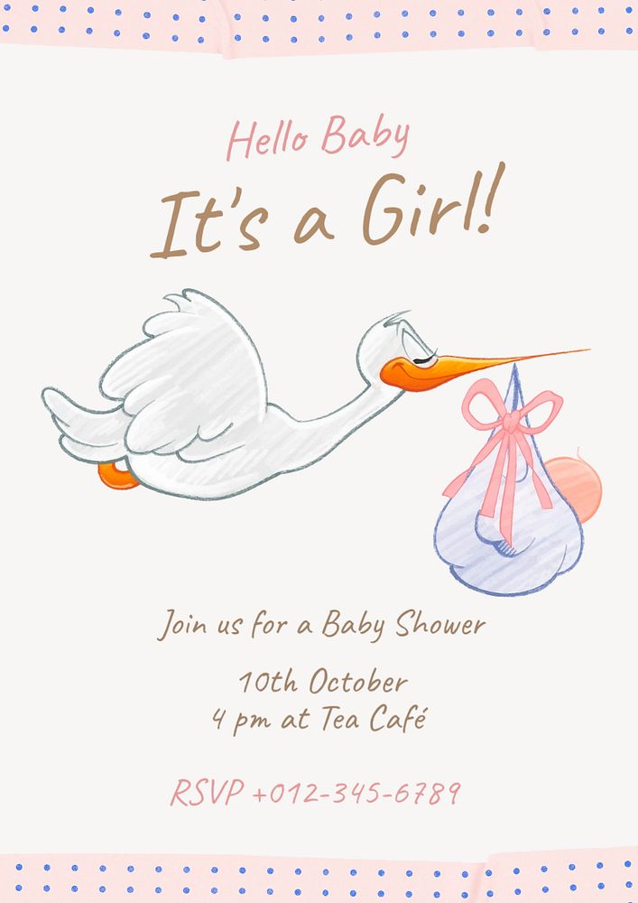 Baby shower poster template, editable text & design