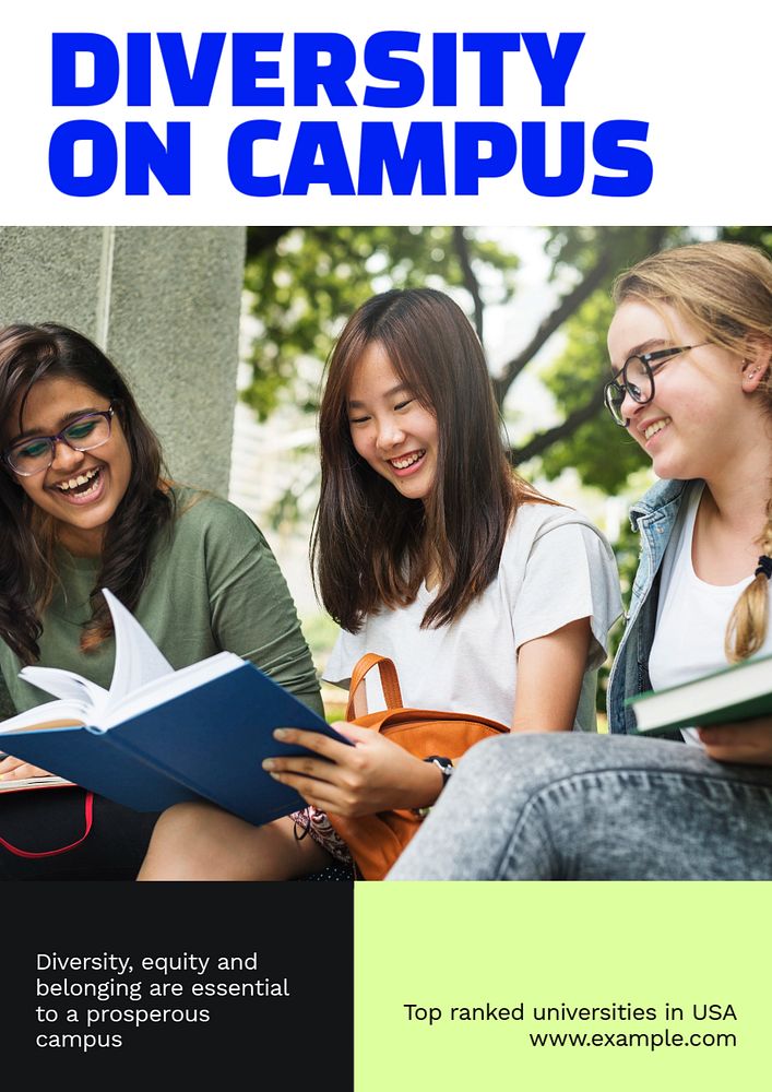 Diversity on campus poster template, editable text & design